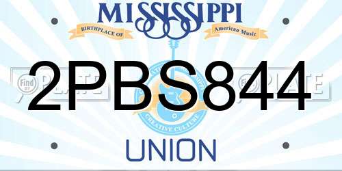 2PBS844 Mississippi License Plate