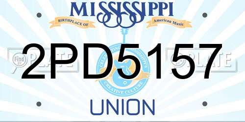 2PD5157 Mississippi License Plate