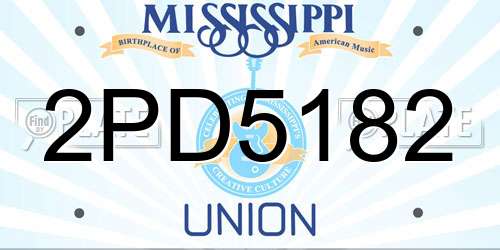 2PD5182 Mississippi License Plate