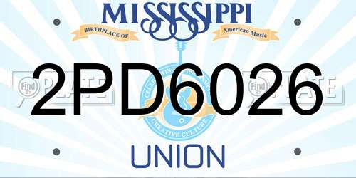 2PD6026 Mississippi License Plate