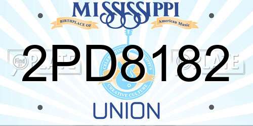 2PD8182 Mississippi License Plate