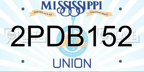 2PDB152 Mississippi License Plate