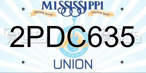 2PDC635 Mississippi License Plate
