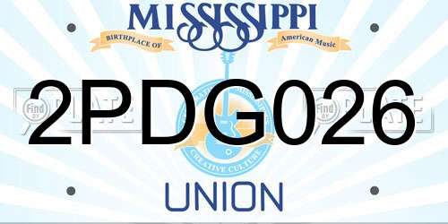 2PDG026 Mississippi License Plate