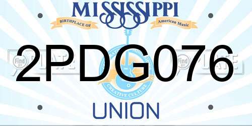 2PDG076 Mississippi License Plate