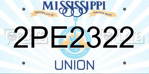 2PE2322 Mississippi License Plate