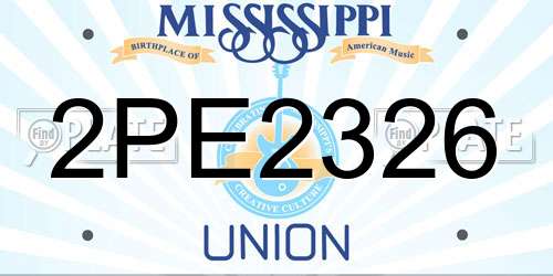 2PE2326 Mississippi License Plate