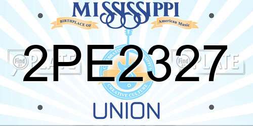 2PE2327 Mississippi License Plate