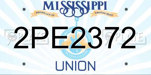 2PE2372 Mississippi License Plate