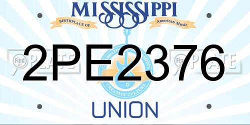 2PE2376 Mississippi License Plate