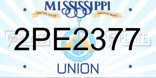 2PE2377 Mississippi License Plate