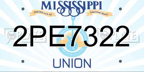 2PE7322 Mississippi License Plate