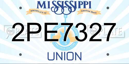 2PE7327 Mississippi License Plate