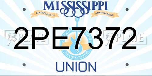 2PE7372 Mississippi License Plate