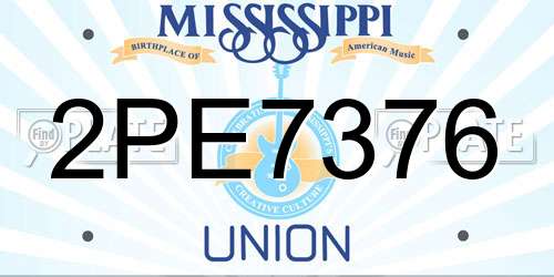 2PE7376 Mississippi License Plate