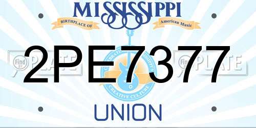 2PE7377 Mississippi License Plate