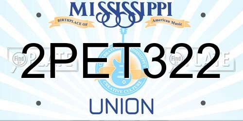 2PET322 Mississippi License Plate