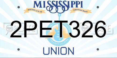 2PET326 Mississippi License Plate