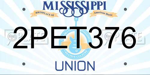2PET376 Mississippi License Plate