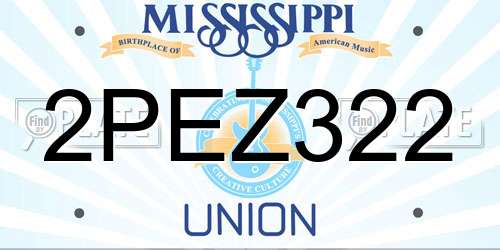 2PEZ322 Mississippi License Plate