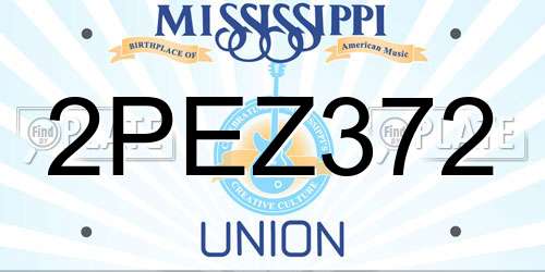 2PEZ372 Mississippi License Plate