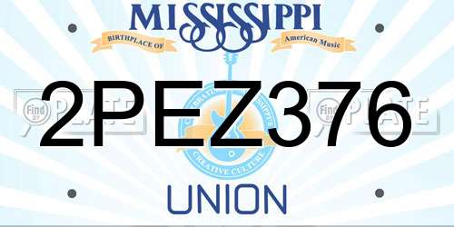 2PEZ376 Mississippi License Plate