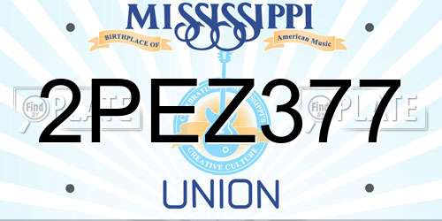 2PEZ377 Mississippi License Plate