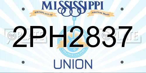 2PH2837 Mississippi License Plate