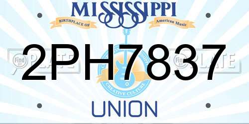 2PH7837 Mississippi License Plate