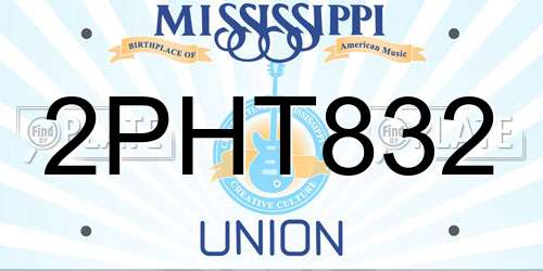 2PHT832 Mississippi License Plate
