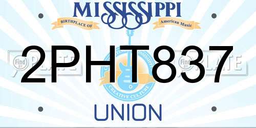 2PHT837 Mississippi License Plate