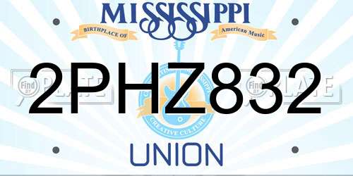 2PHZ832 Mississippi License Plate
