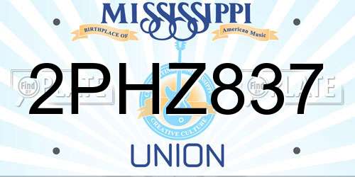 2PHZ837 Mississippi License Plate