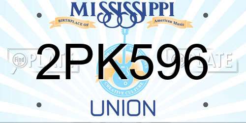 2PK596 Mississippi License Plate