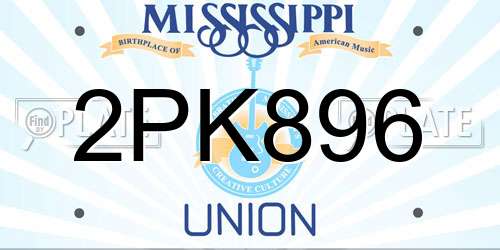 2PK896 Mississippi License Plate