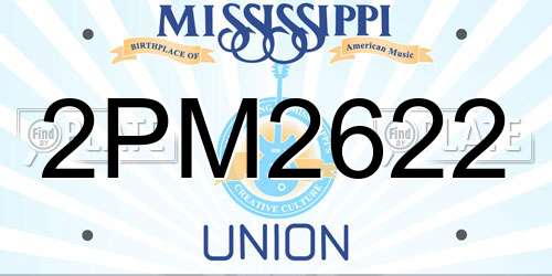 2PM2622 Mississippi License Plate