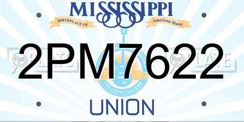 2PM7622 Mississippi License Plate