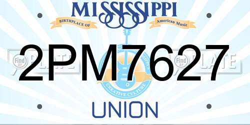 2PM7627 Mississippi License Plate