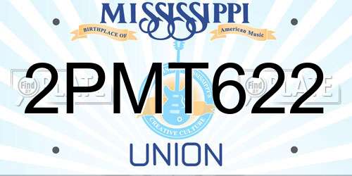 2PMT622 Mississippi License Plate