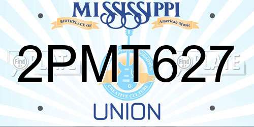 2PMT627 Mississippi License Plate