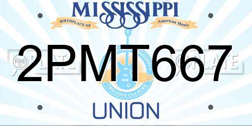 2PMT667 Mississippi License Plate