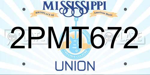 2PMT672 Mississippi License Plate