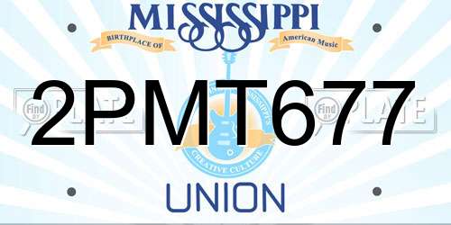 2PMT677 Mississippi License Plate