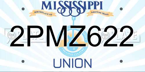 2PMZ622 Mississippi License Plate