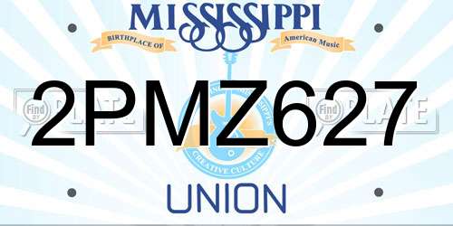2PMZ627 Mississippi License Plate