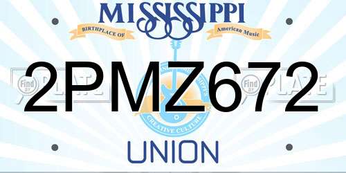2PMZ672 Mississippi License Plate