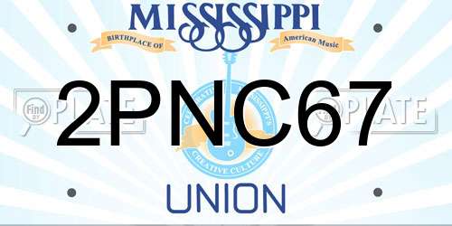 2PNC67 Mississippi License Plate