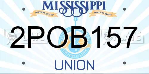 2POB157 Mississippi License Plate