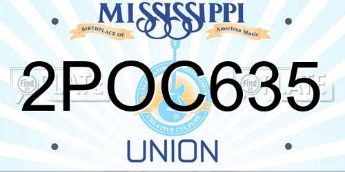 2POC635 Mississippi License Plate