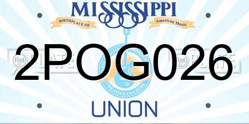 2POG026 Mississippi License Plate